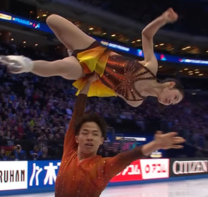 長岡柚奈＆森口澄士　世界選手権2026　ショート演技　(解説：英語)