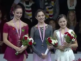 スケートカナダ2016　 ケイトリン・オズモンド	宮原知子　エフゲニア・メドベデワ　　表彰式　